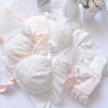 Wholesale Girls Embroidery Thin Triangle Cup Non Steel Ring Bra Set