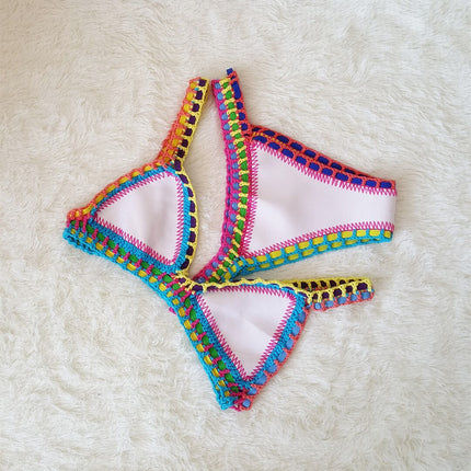 Wholesale Women's Sexy Crochet Colorful Beach Bikini Two Piece Set