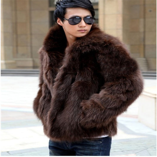 Wholesale Men's Faux Fox Fur Coat Men's Faux Fur Coat Autumn Winter Fur Coat