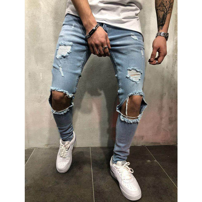 Wholesale Men's Ripped Slim Fit Pencil Jeans