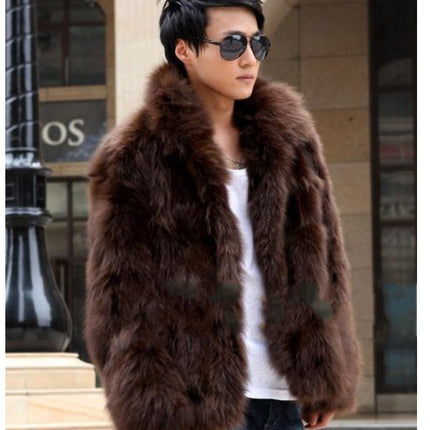 Wholesale Men's Faux Fox Fur Coat Men's Faux Fur Coat Autumn Winter Fur Coat