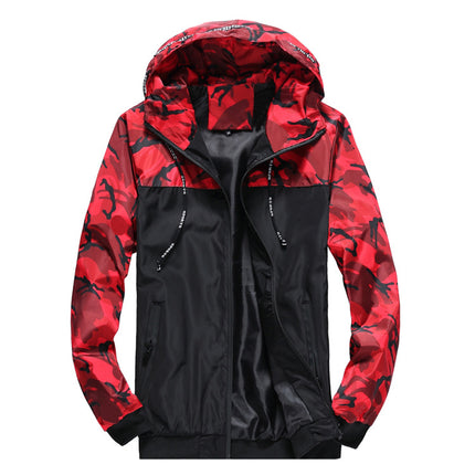 Wholesale Men's Camouflage Hooded Colorblock Jacket Coat