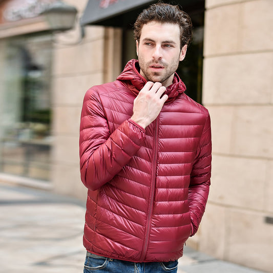Wholesale Men's Autumn Winter Plus Size Men's Lightweight Hooded Down Jacket