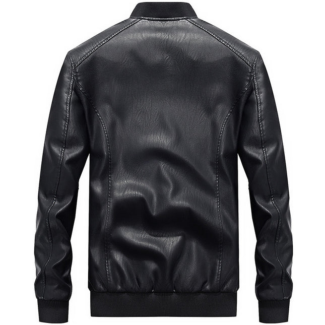 Wholesale Men's Spring  Autumn Fashionable Casual Stand Collar PU Leather Jacket