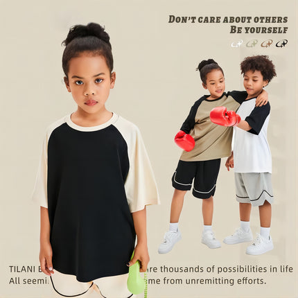 Wholesale Kids Raglan Short Sleeve Loose Cotton T-shirt