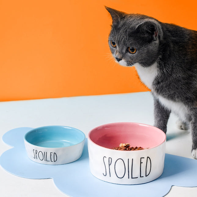 Pet Bowl Ceramic Drinking Bowl Cat and Dog Neck Guard Food Bowl Water Bowl Pet Supplies 