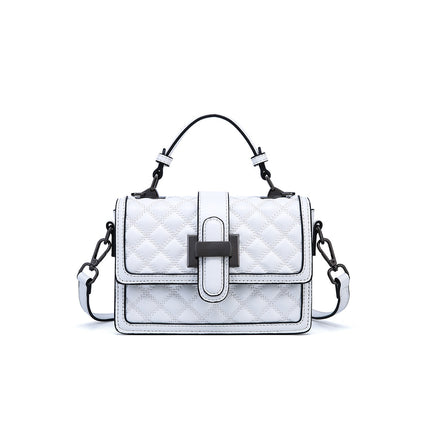 Women's Summer First Layer Leather Handbag Trendy Fashion Diamond Crossbody Bag 