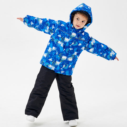 Wholesale Boys Winter Sports Thickened Warm Jacket Ski Wear Two Piece Suit