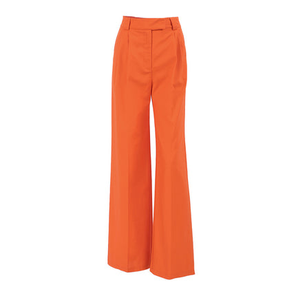 Wholesale Ladies Summer Orange High Waist Wide Leg Pants Loose Women's Casual Pants