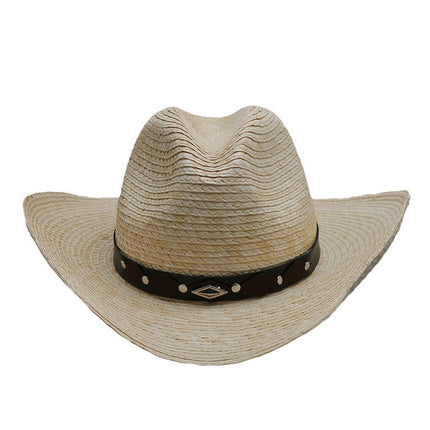 Wholesale Natural Straw Braided Cowboy Hat Feather Jazz Hat