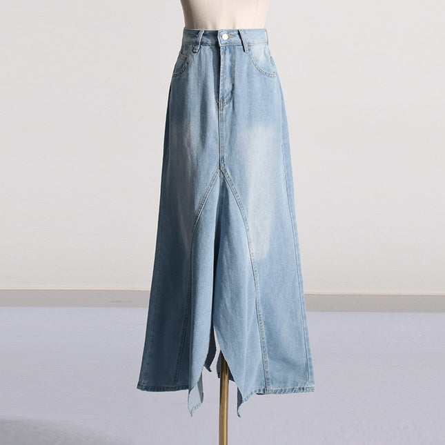 Wholesale Women's Spring High Waist Reversible Slit A-Line Skirt