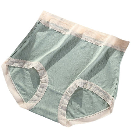 Women's High Waist Lace Seamless Cotton Mulberry Silk Plus Size Underwear