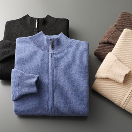 Wholesale Men's Winter Turtleneck Zipper Cardigan Loose Wool Thickened Sweater