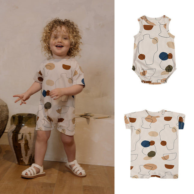 Sleeveless Summer Printed Cotton Romper for Infants and Toddlers Newborn