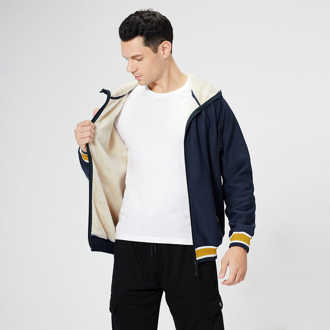 Wholesale Men's Fall Winter Plus Size Velvet Cardigan Hoodies Jacket