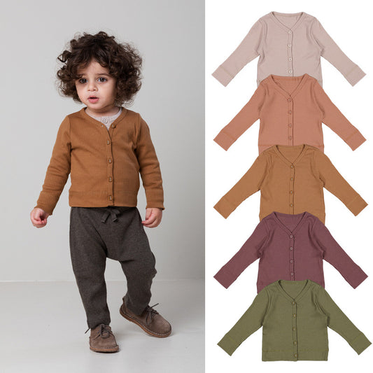 Wholesale Baby Cardigan Spring Infant Solid Color Coat Kids Outerwear