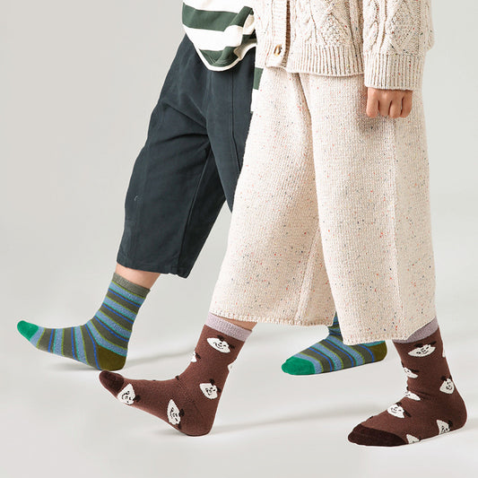 Wholesale 3 Pairs Kids Winter Thickened Cute Polka Dot Terry Socks