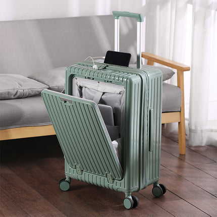 Front Opening Suitcase 20-inch Trolley Suitcase Zipper Password Box Suitcase