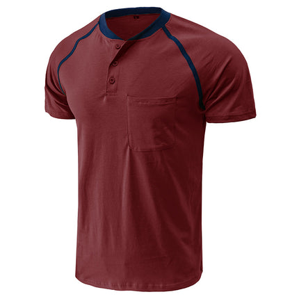 Wholesale Men's Summer Short Sleeve T-shirt Henley Shirt Top