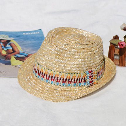 Wholesale Natural Wheat Straw Braid Summer Colorful Decorative Hat with Sun Protection 