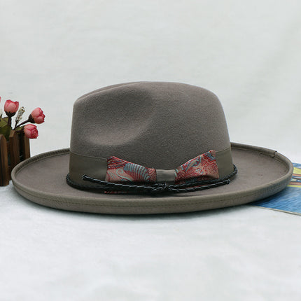 Wholesale Wool Felt Hat Men's Retro British Jazz Hat Feather Hat