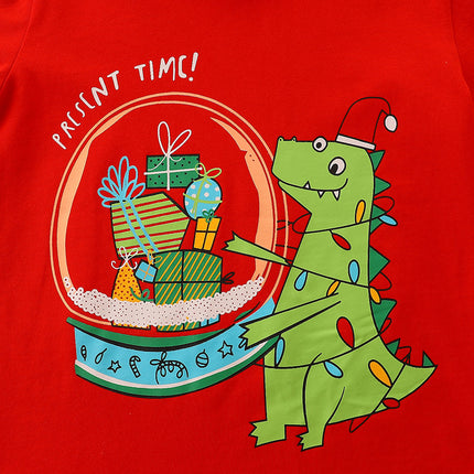 Children's Cartoon Printed Pullover Christmas Long Sleeve T-Shirt