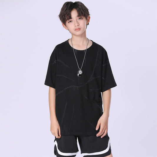 Wholesale Kids Summer T-Shirt Boys Short Sleeve Black Color Tops