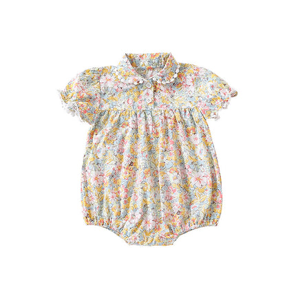 Newborn Baby Summer Bodysuit Girl Floral Romper Baby Short Sleeve Tops