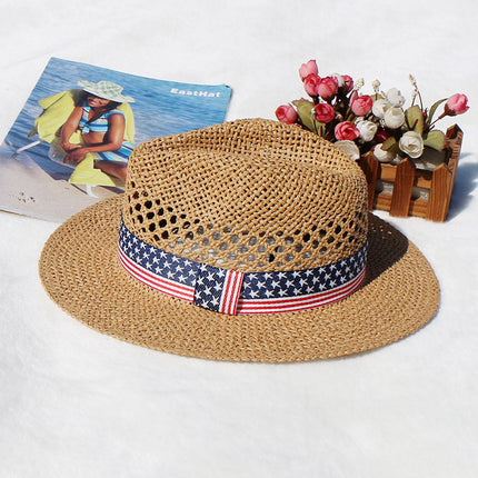 Wholesale Hand-knitted Pattern Hollow Travel Hat Jazz Hat Sunshade Summer Straw Hat