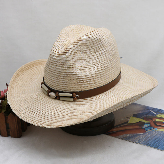 Wholesale Natural Straw Braid Travel Large Straw Hat Wide Cowboy Hat 