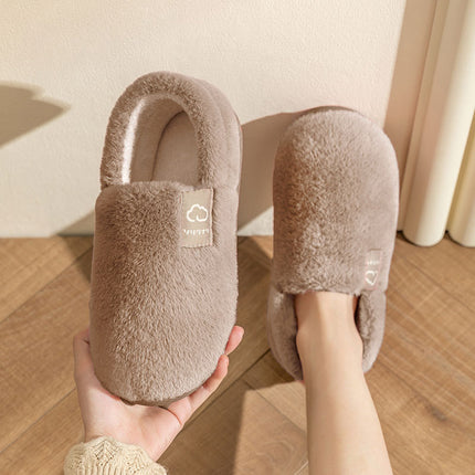 Wholesale Men's Autumn and Winter Plush Thick-soled Warm Faux Fur Slippers