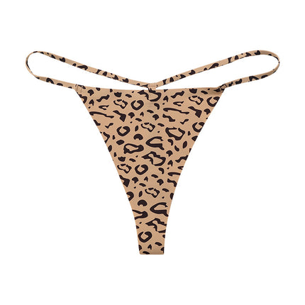 Wholesale Ladies Sexy Leopard Thong Women's Thin Strap Low Waist Elastic Sexy T-Brief