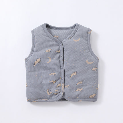 Wholesale Infant Thickened Printing Double-layer Quilted Vest Autumn Winter Baby Warm Vest