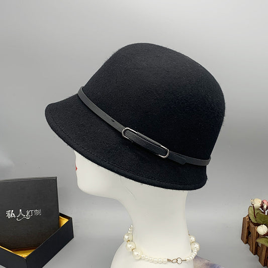Wholesale Irregular Woolen Hat Black Classic Bucket Hat Top Hat