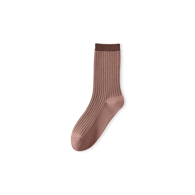 Women's Fall Winter Cotton Solid Color Antibacterial Deodorant Mid-calf Socks
