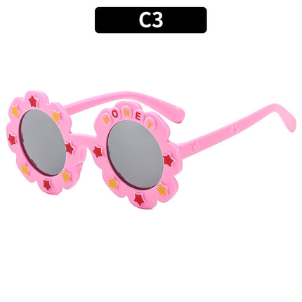 Children's Cute Sunflower Round Frame Sunglasses Fashionable Baby Anti-UV Outdoor