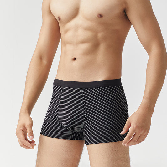 Wholesale Men's Modal Cotton Striped Mid-rise Plus Size Boxer Briefs