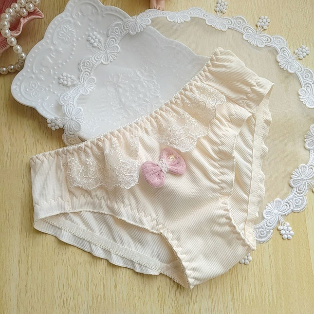 Wholesale Girls Cute Bow Embroidery Ruffled Cotton Briefs