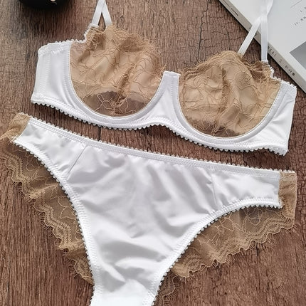 Wholesale Ladies Sexy Ultra-thin Bra Lace Underwired Thin Underwear Set