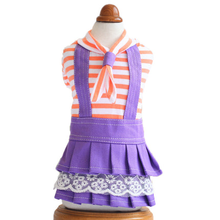 Wholesale Spring Summer Cute Dog Dress Teddy Bichon Colorful Striped Clothes 