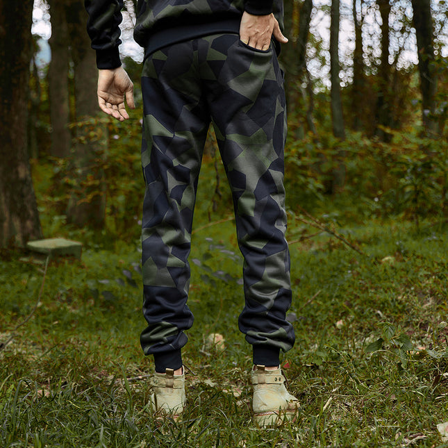 Wholesale Men's Fall Winter Casual Sports Drawstring Camouflage Thin Fleece Joggers