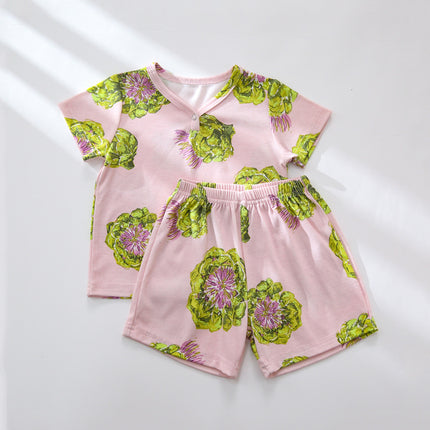 Wholesale Infants Baby Cotton Printed T-Shirt Short Sleeve Shorts Set