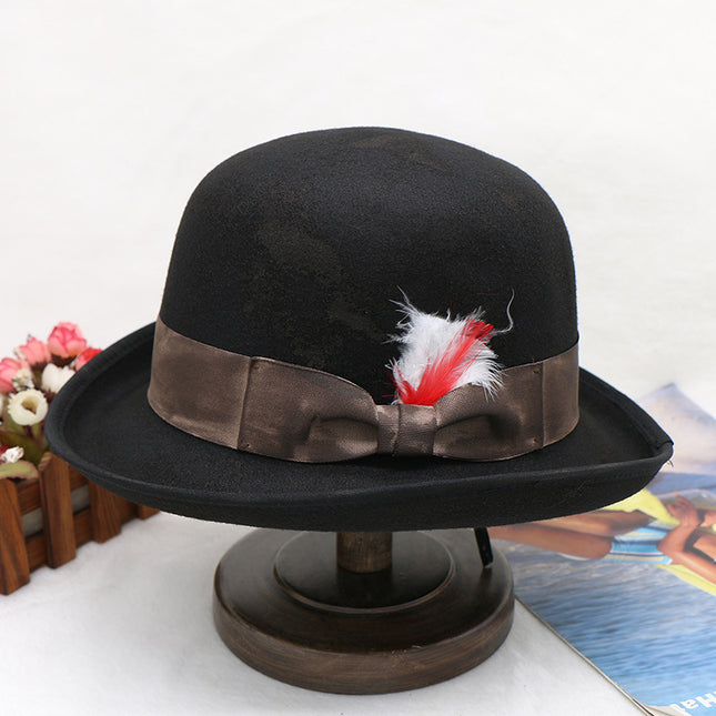 Wholesale Fall Winter Style Bow Curled Woolen Hat British Retro Old Hat Fisherman Hat 