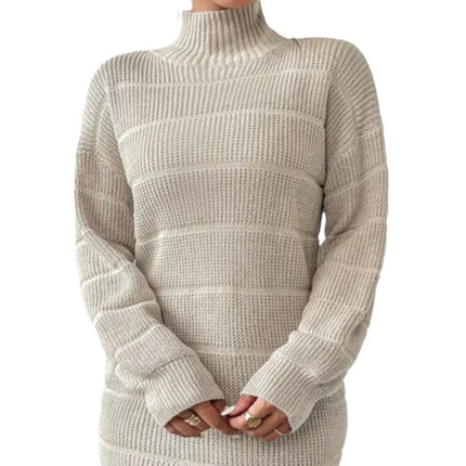 Wholesale Women's Fall Winter Solid Color Half Turtleneck Sweater Dress
