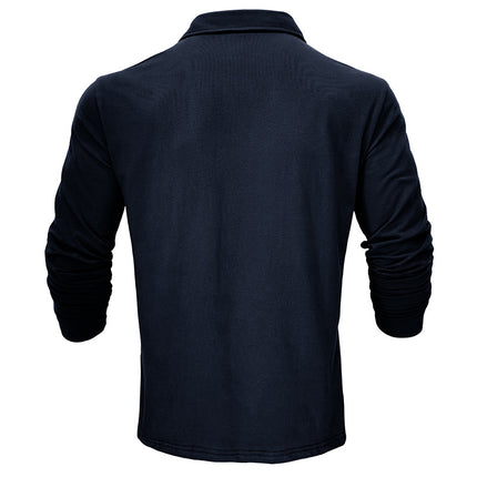 Men's Fall Winter Outdoor Lapel T-shirt Cotton Long-sleeved Polo Shirt