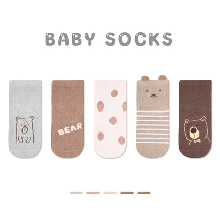 Wholesale 5 Pairs Baby Autumn Cartoon Bear Combed Cotton Socks
