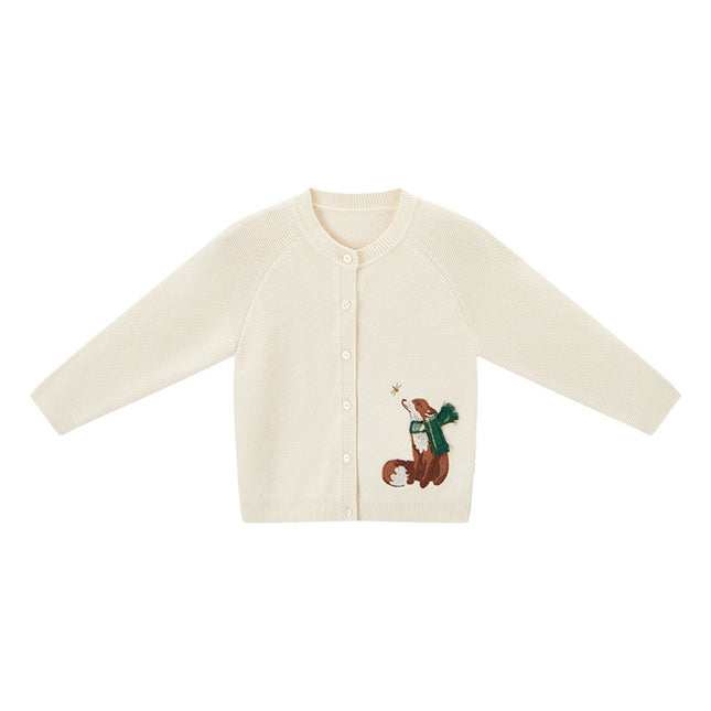 Wholesale Children's Autumn 3D Animal Embroidery Sweater Jacket