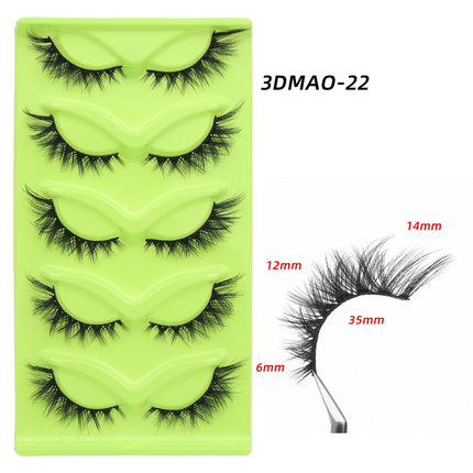 Wholesale 5 Pairs of 3D Cat-eye Thick Curling Eye Tail Lengthening False Eyelashes 