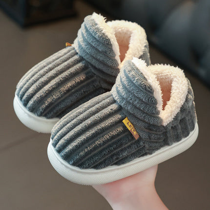Children's Winter Non-slip Warm Plush Plus Velvet Home Faux Fur Slippers 