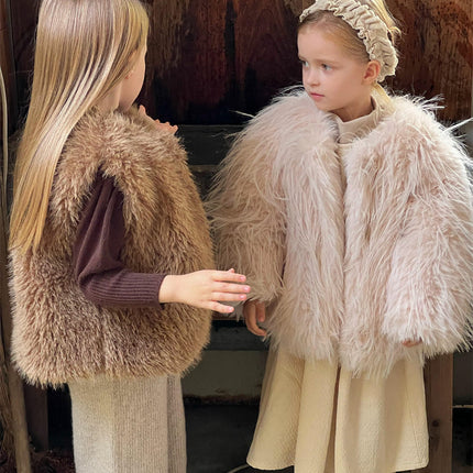 Wholesale Girls Winter Premium Faux Fur Padded Vest Jacket